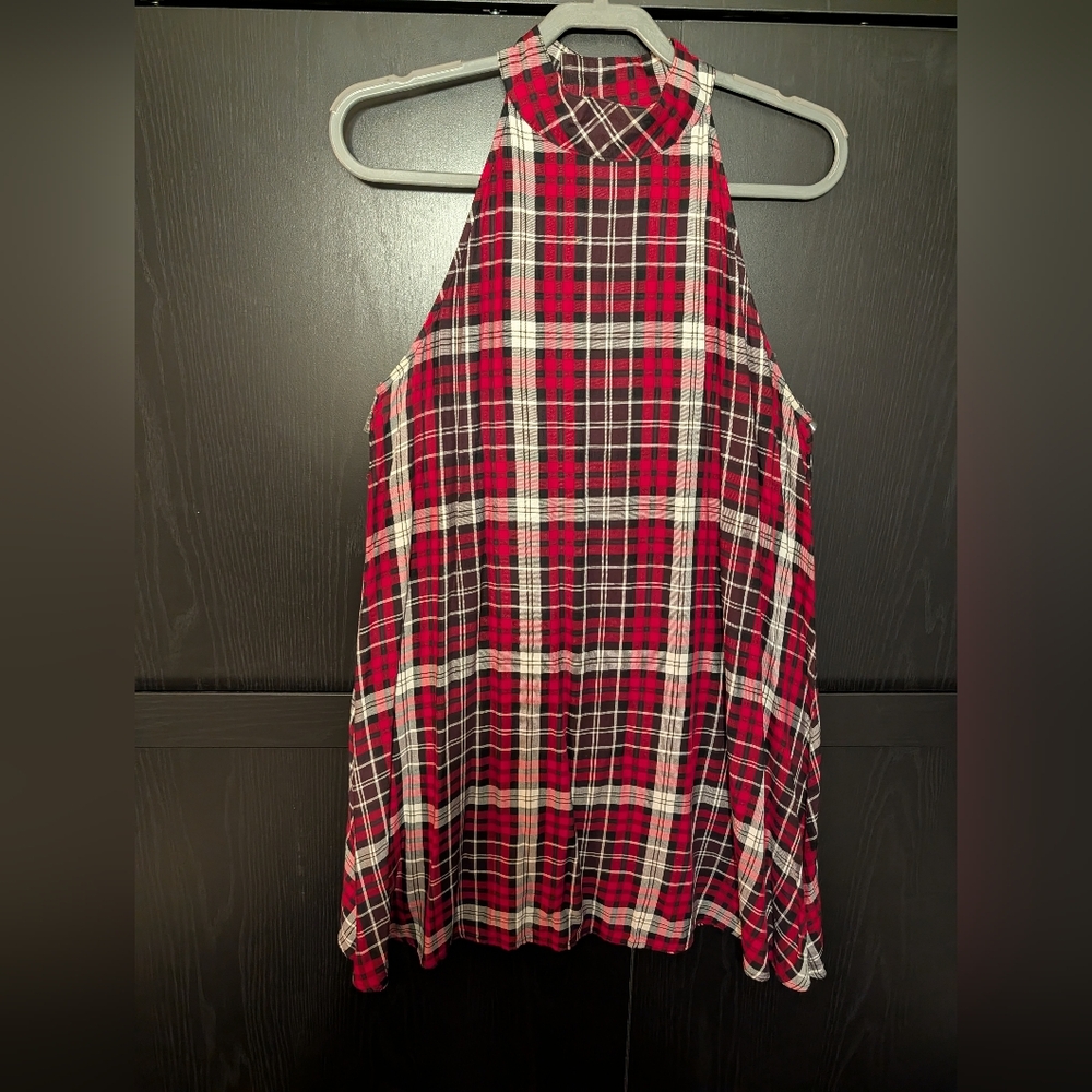 Plaid Sleeveless High Neck Punk/Grunge/Academia Mini Dress - Picture 2 of 6